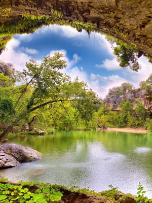 RV accessible swimming holes like Hamilton Pool Preserve in Texas